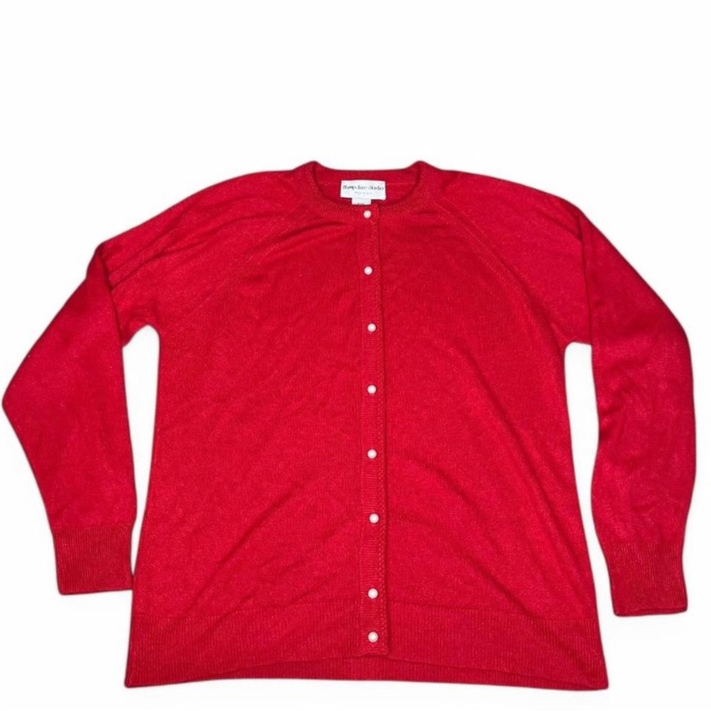 EUC Hampton Studio Women's Cherry Red Button-Up Cardigan Size 38 ( US 8/Medium)